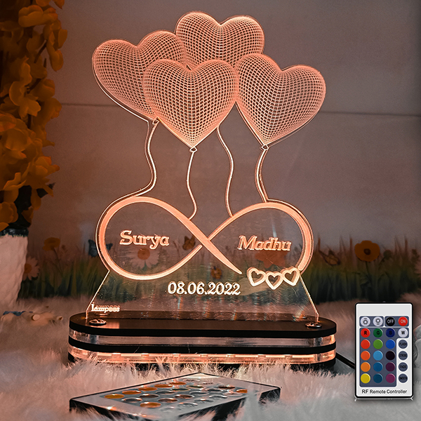 Personalized Infinity Heart Light with Custom Name LED Night Lamp