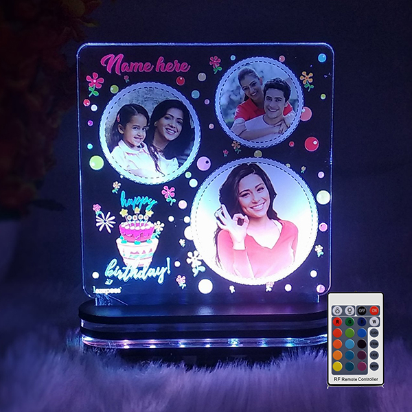 LED Lamp Personalised with 16 Colors and UV Printed Birthday
