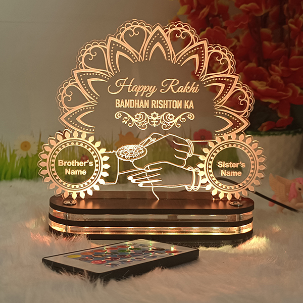 Personalized 3D LED lamp Rakhi Bother Sister Name - Multi Color…