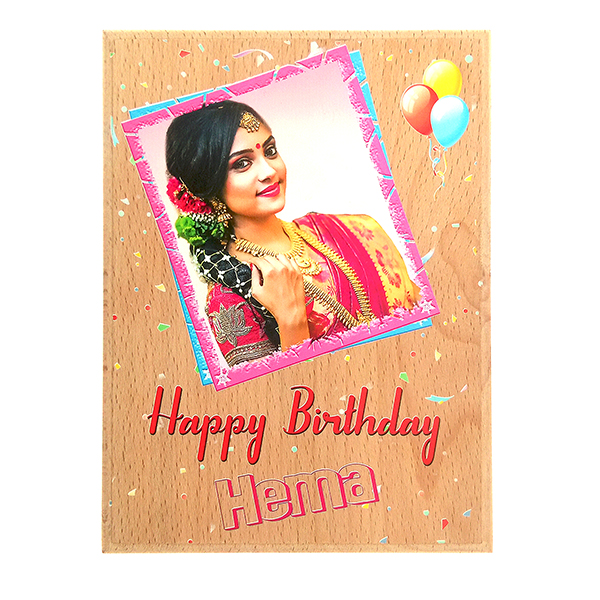 Personalised UV Printed Rectangular Wood Photo Plaque Gift For Birthday (8 x 6 Inches, Multicolor)